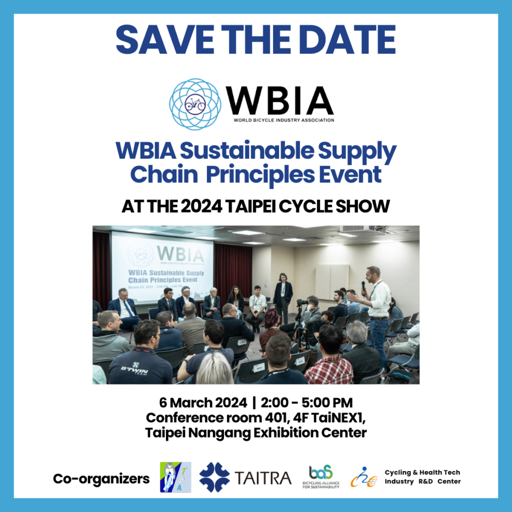 SAVE THE DATE - WBIA event at Taipei Cycle Show 2024